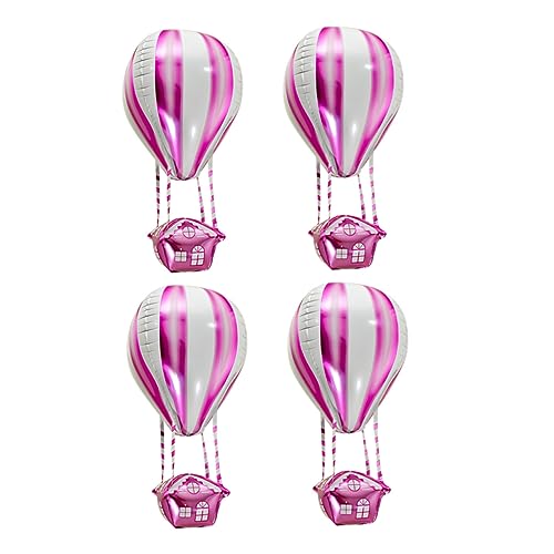 KOMBIUDA 4 Stück Heißluftballon Dekoration Ballonbogen-Kit-Ständer Hochzeit im Heißluftballon Ballongas luftballons aufkleber hochzeit Heißluft-Folienballon Aluminiumfolie Rosa von KOMBIUDA