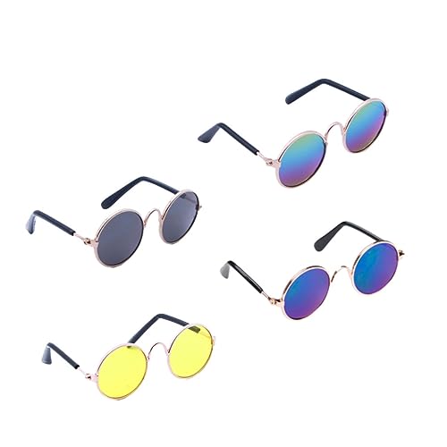 KOMBIUDA 4 Stück Kleine Farbbrille Haustierbrille Retro-Haustier-Sonnenbrille Haustier-brillenspielzeug Hund Kostüm Brille Puppenbrille Mini-Sonnenbrille Für Puppe Hundebrillen von KOMBIUDA