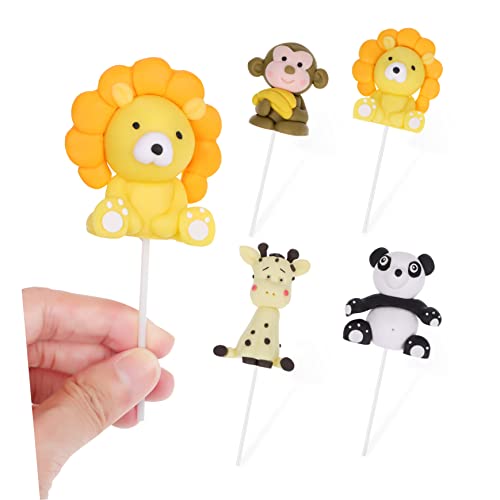 KOMBIUDA 4 Stück Kucheneinsatz Cupcake-Topper Affen-Kuchenspießer Panda- Tiere kinder geburtstagsdeko kindergeburtstags dekoration Geburtstagstorte auswählen Panda-Kuchen-Picks PVC von KOMBIUDA