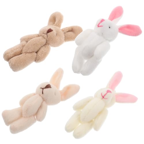 KOMBIUDA 4 Stück Mini Plüsch Hasen Ornamente Mini Hasen Puppen Schlüsselanhänger Miniatur Stofftiere Hase Schöne Mini Hängehasen Puppen Winziger Hase Mit Kurzem Schlüsselband von KOMBIUDA