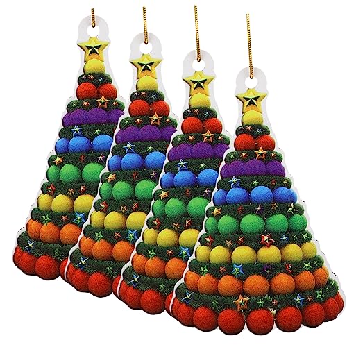 KOMBIUDA 4 Stück Weihnachtsschmuck Roter Christbaumschmuck Christbaumkugeln Weihnachtsbaumdekoration Weihnachtslichter Weihnachtsdekorationen Aufkleber Für Weihnachtsmarken Hölzern von KOMBIUDA