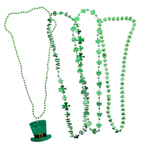 KOMBIUDA 4 Stück irische Halskette Runde Perlenkette st patricks day halskette pendant st patricks day dekoration kreative Halskette für Frauen Kleeblatthalskette Plastik Green von KOMBIUDA