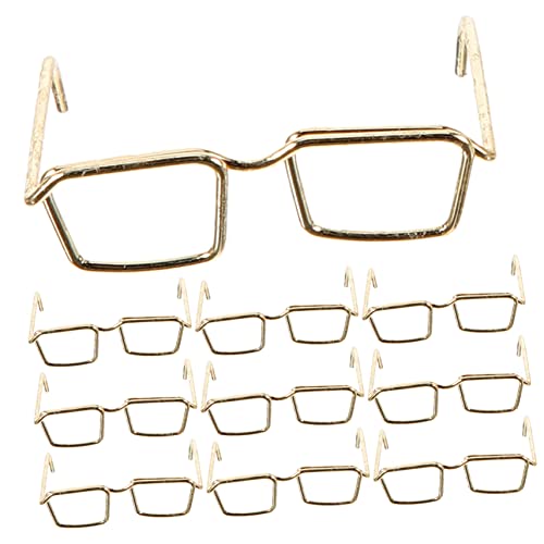 KOMBIUDA 40 STK Brillengestell Puppe Mit Brille Puppenbrillen Puppe Verkleiden Zubehör Mini-Brille Bastelbrille Für Puppen Mikro Schnapsgläser Puppe Ohne Brillengläser Stahl Golden von KOMBIUDA