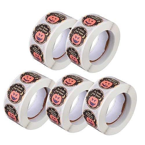 KOMBIUDA 5 Rolls Kürbisaufkleber Trick Oder Behandeln Decor Sticker Halloween Grimasse Aufkleber von KOMBIUDA