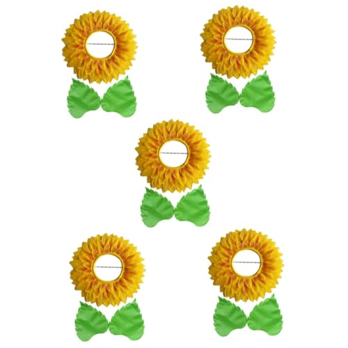 KOMBIUDA 5 Sätze Kopfschmuck Aus Sonnenblumen Sonnenblumen-Kopfbedeckung Party-Requisite Halloween-blumenkopfbedeckung Blumenkostüm Cosplay-blumenkopfbedeckung Tanzkostüm Seidentuch von KOMBIUDA