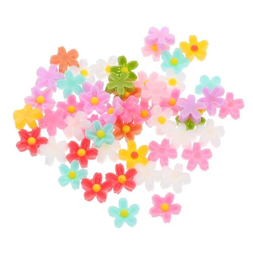 KOMBIUDA 50 Stück Fünfblättrige Blumenornamente Mini-blumenstrauß Mini-nagelanhänger Blumen-Armband-Charms Kleine Anhänger Für Die Schmuckherstellung Gänseblümchen-Ohrstecker Harz von KOMBIUDA