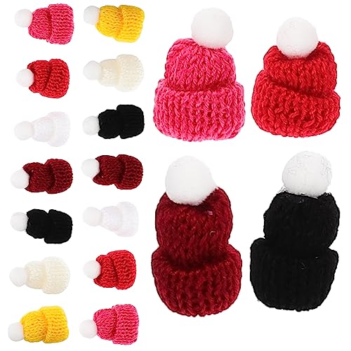 KOMBIUDA 50 Stück Mini-Mütze Mini Strickmützen Puppenhüte Miniatur-Bauhut Kleiner Hut Neuheit Hüte Mini-Strohhüte Mini-Hut Hutschmuck Schneemannmützen kleine Strickmützen Polyester von KOMBIUDA