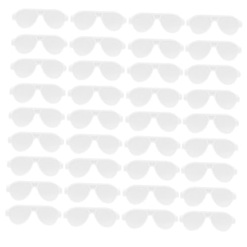 KOMBIUDA 50 Stück Minipuppenbrille Brille für Puppe Umrandete Puppensonnenbrille Gläser Brillen kleine Sonnenbrille aus Kunststoff plastikpuppe Cosplay Brille Puppenhaus Zubehör Weiß von KOMBIUDA