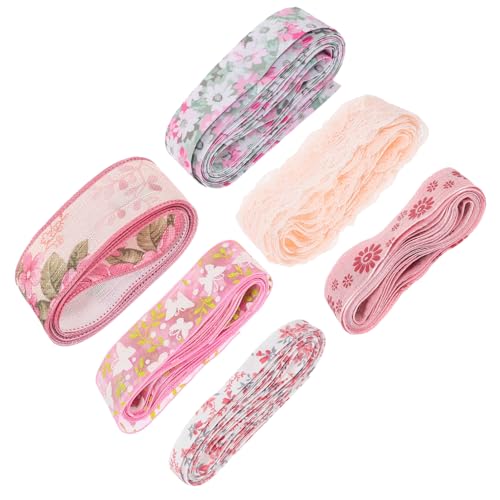 KOMBIUDA 6 Rollen Blumenband ribbon bandfeile ziehschleifenband tortendekoration partydeko einschulung Banddekor Geschenkband basteln verpackungsband elegante Bänder Bastelbänder Polyester von KOMBIUDA