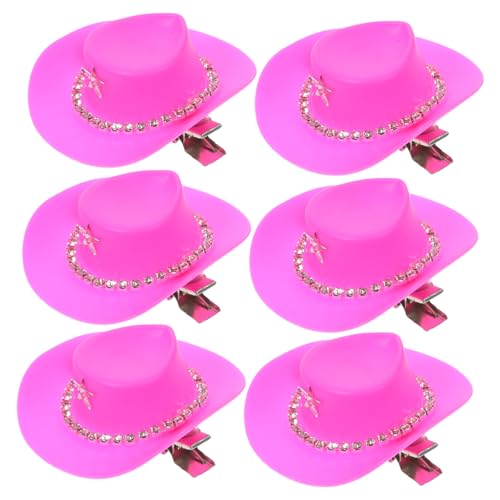 KOMBIUDA 6 Stück Mini Western Cowboyhut Haarnadel Party Haar Accessoires Geschenke Cowboy Party Dekoration Zubehör Kappen Haarspangen Haar Accessoires Für Mädchen Haarspangen von KOMBIUDA