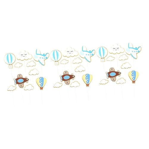 KOMBIUDA 60 Stk Party-kuchen-picks Cupcake-topper Für Die Babyparty Planeten-kuchen-topper Flugzeuge Für Kinder Geburtstagskuchen-picks Kuchendekoration Für Die Babyparty Kinder Wolke von KOMBIUDA