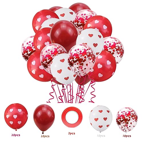 KOMBIUDA 63pcs Hochzeitsballons Romantisches Herz Drucken Ballon Dekoration Latex Hochzeit Themenballons Zubehör Hochzeitsszene Luftballons Für Valentinstag von KOMBIUDA