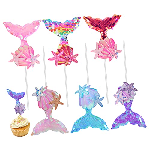 KOMBIUDA 6er Set Meerjungfrau Cupcake Toppers Unterwasser Kuchen Dekorationen Für Meerjungfrau Themenpartys Perfekt Für Geburtstagsfeiern Und Jubiläen von KOMBIUDA