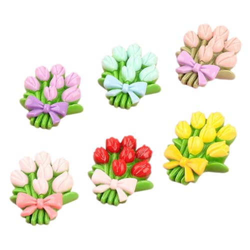 KOMBIUDA 6st Künstlicher Blumenstrauß Haarspange Selber Machen Bastelzubehör Selber Machen Haarband- Blumenzauber Haarnadel-Charme Telefon Charms Handyhüllenanhänger Selber Machen Harz von KOMBIUDA