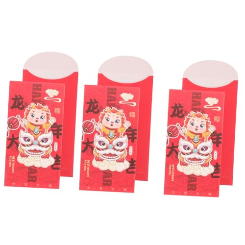 KOMBIUDA 6st Roter Umschlag Zum Jahr Des Drachen Glücksmünze Hongbao Chinesischer Roter Umschlag Zum Neuen Jahr Zum Frühlingsfest Mondneujahr Hong Bao Drachenjahr Hong Bao Papier von KOMBIUDA