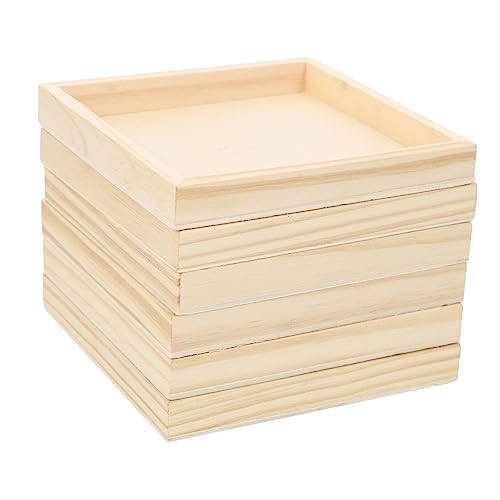 KOMBIUDA 6st Unfertige Holztabletts Holzwürfelschale Holzwürfel-Puzzle-aufbewahrungstablett Holzablage Holzschalen Zum Basteln Spielzeug Kunsttablett Hölzern Kind Kleines Brett Gewöhnliche von KOMBIUDA