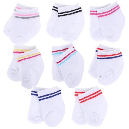 KOMBIUDA 8 Paare Puppenzubehör Miniatur-puppensocken Babypuppen-kleidungsspielzeug Minisocken Für 18-Zoll-Puppe Minisocken Spielzeugpuppe Kuscheltiere Kleidung Süße Kleine Socken Stoff von KOMBIUDA