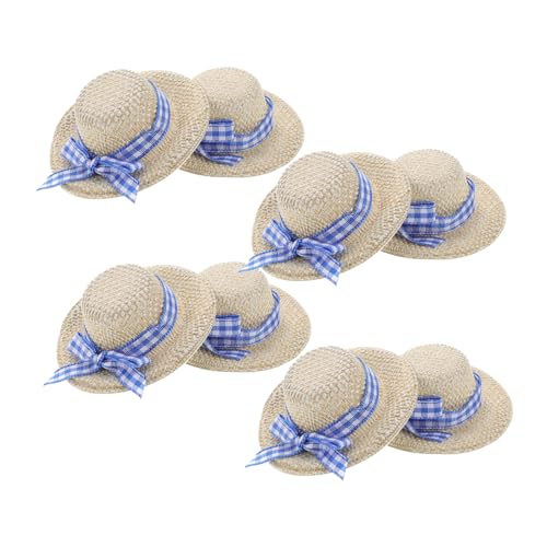 KOMBIUDA 8 STK Strohhut Puppenhüte Strohhüte für Puppen Puppenhutmuster Puppenhut für Puppenpartys Puppenaccessoires Mini-Hüte Mini-Strohhüte Mini-Hut Foto-Requisiten-Zubehör Weben Beige von KOMBIUDA