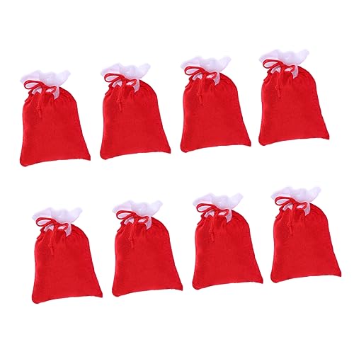 KOMBIUDA 8St Weihnachts-Plüsch- tasche Taschen Partygeschenkbeutel Krippendekor christmas bags weihnachtliche geschenktüten Geschenkverpackungsbeutel Tasche mit Kordelzug rot von KOMBIUDA