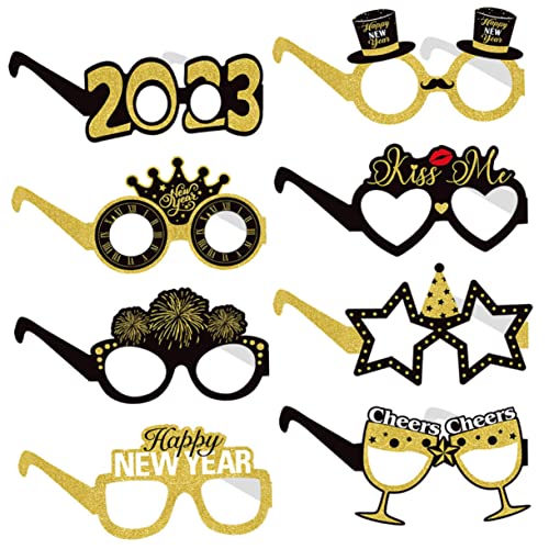 KOMBIUDA 8st 2023 Neujahrsbrille Star-accessoires Party-requisiten Lustige Brillen Sternbrille Neuheit Neujahrsbrille Partydeko Gläser Partygeschenke Für Das Neue Jahr Dekor Papier von KOMBIUDA