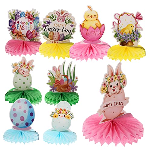 KOMBIUDA 9er Set Ostern Dekoration Honeycomb Tischdekoration Kreative Papierornamente Für Die Osterfeier Bunte Hasen Und Ostereier Für Festliche Anlässe Und Partys von KOMBIUDA