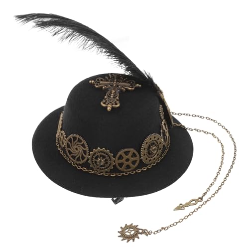 KOMBIUDA Gear Hat Kopfbedeckung Dampfpunk Ringmaster-Hut Kostüm brennender Mannhut Top-Hat-Stirnband the hallow halllowen schlüpfeier Zylinder Haarspange Gothic-Haarschmuck Baumwolle Black von KOMBIUDA