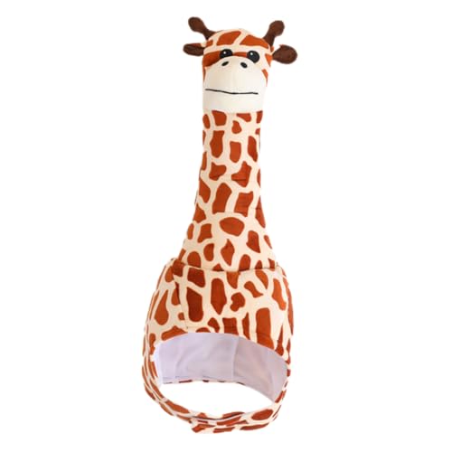 KOMBIUDA Giraffenhaube Neuartige Tierhüte Lustige Verrückte Hüte Tierisches Partykostüm Plüschtier-kopfbedeckung Giraffe Cosplay Mütze Giraffenmütze Giraffen-partyzubehör Pp Baumwolle von KOMBIUDA