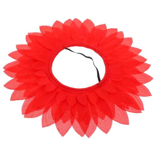 KOMBIUDA Sonnenblumenhut für Hochzeitsdekorationen Party-Requisite partyhüte sonnenblumen haarschmuck stutzenhalter kleidung Blumenkopfschmuck Sonnenblumenkappe Seidentuch rot von KOMBIUDA