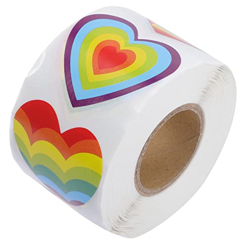 KOMBIUDA Sticker Herz Aufkleberrolle Regenbogen Herz Aufkleber Rolle DIY Bastelaufkleber Für Umschläge Und Dekorationen Farbenfroh von KOMBIUDA