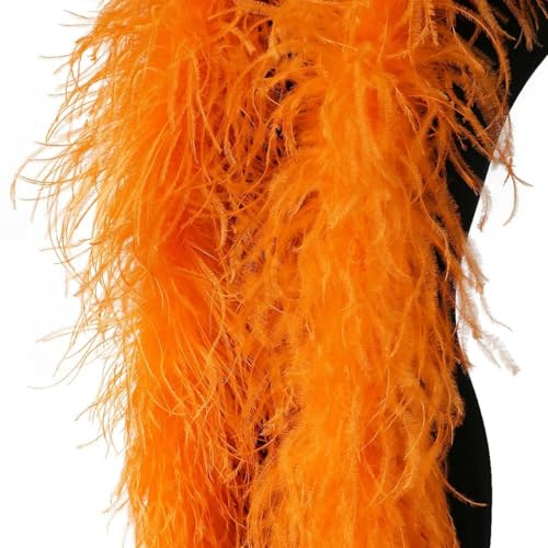 Boa-Schal aus Straußenfedern, 6 8 10 15 20-fädig, dicker Straußenschal, Basteln für Partykleid, Kleidung, Schal-Dekor, orange, 15-fädig, 3 Meter von KOMINF