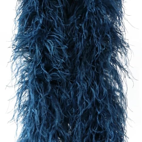 Boa-Schal aus Straußenfedern, 6 8 10 15 20-fädig, dicker Straußenschal, Basteln für Partykleid, Kleidung, Schal-Dekoration, Marineblau, 10-fädig, 3 Meter von KOMINF