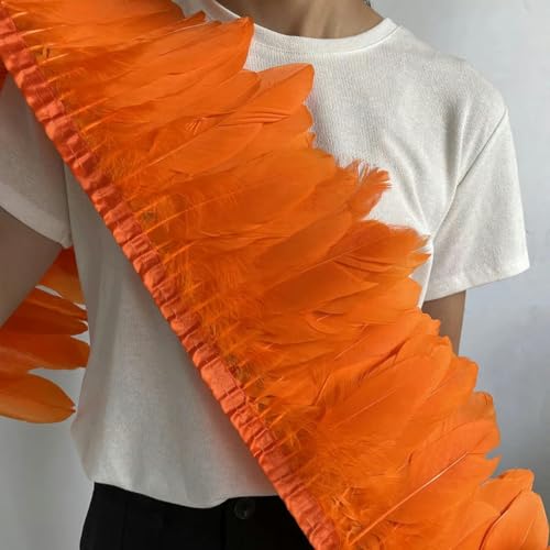 weiße Federbesatz, 2 Meter, flauschige Gänsefedern, Länge 15–20 cm, DIY-Kostümrock, Weihnachtsdekoration, orange, 2 Meter von KOMINF