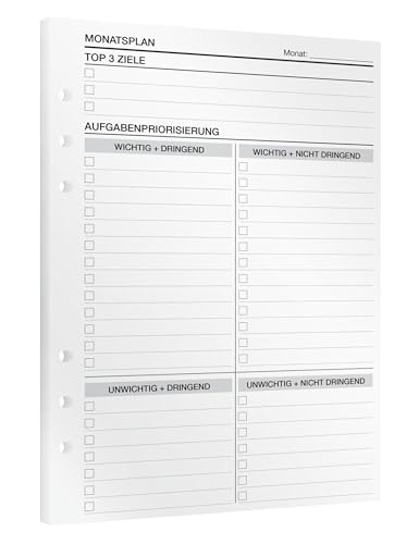 KOMPASS® Monatsplaner | 24 DIN-A5-Einlagen für Ringbuch-Planer | Monatsplanung inkl. Monats-Kalender, Terminplaner, To-Do-Liste & Erfolgsjournal Reflexion | Bullet Journal | Planer 2025 Nachfüllbar von KOMPASS