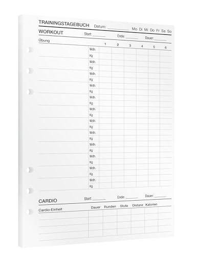 KOMPASS® Trainingstagebuch/Workout-Journal | 30 DIN-A5-Einlagen für Ringbuchplaner zur Fitness-Planung | Gym Tagebuch Inkl. Ernährungstagebuch | Krafttraining Logbuch | Ringbuch-Kalender 2025 a5 von KOMPASS