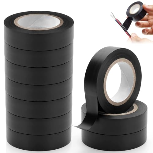 KOMUNJ 10 Stück Professional Klebeband schwarz, wasserdichtes Panzertape, farbiges Gaffer-Klebeband für Reparaturen, Heimwerken, Basteln, Verwendung im Innen- und Außenbereich, 16 mm x 15 m von KOMUNJ