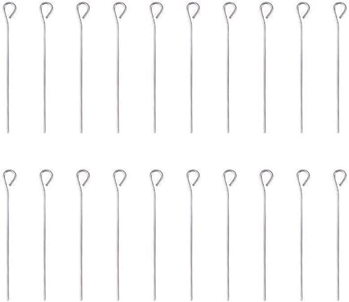 KOMUNJ 100pcs Edelstahl Eyepins Schmuckzubehör, 30mm von KOMUNJ