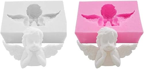 KOMUNJ 2 Stück DIY 3D Engel Form Seife Form Silikon Form Handwerk Skulptur Kuchen, 3D Mini-flügel Geformte DIY Kuchen-Form-Kuchen-Dekoration-Werkzeug (pink) von KOMUNJ