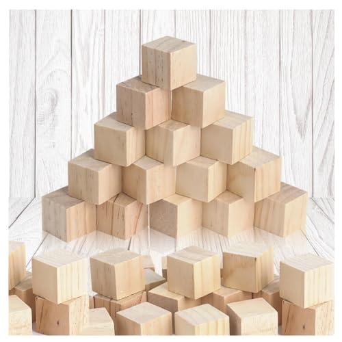 KOMUNJ 30 Stück 30x30x30mm Blanko Würfel Bastel Holz Holzwürfel 3cm Holzklötzchen zum Basteln, Holzklötzchen zum Basteln, Bastelklötzchen Holz, DIY Handwerk von KOMUNJ