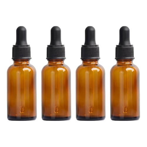 KOMUNJ 4 x 10 ml Braun Pipettenflasche,Apothekerflasche Pipette,Pipettenflasche Braunglas,Glasflaschen für Ätherisches Öl,Mini Pipettenflasche,für Ätherische Öl,Parfümöle von KOMUNJ