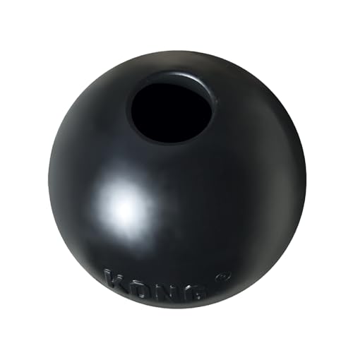 KONG Extreme Ball mit Loch - Langlebiges Hundespielzeug aus Naturkautschuk für Training und Spiel - Für Große/Mittlere Hunde - Schwarz von KONG