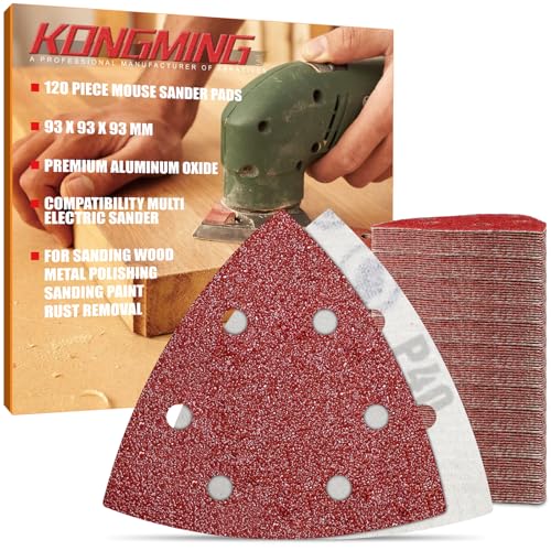 KONGMING Schleifpapier Dreieckschleifer klett 6 Loch 120 Stück Körnung 40 Schleifblätter fur Detailschleifer KONGMING Schleifpapier Dreieckschleifer klett 6 Loch 120 Stück Körnung 40 Schleifblätter fur Detailschleifer von KONGMING