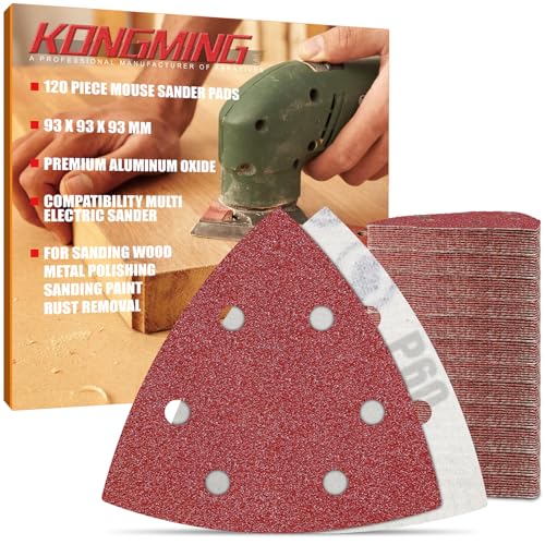 KONGMING Schleifpapier Dreieckschleifer klett 6 Loch 120 Stück Körnung 60 Schleifblätter fur Detailschleifer KONGMING Schleifpapier Dreieckschleifer klett 6 Loch 120 Stück Körnung 60 Schleifblätter fur Detailschleifer von KONGMING