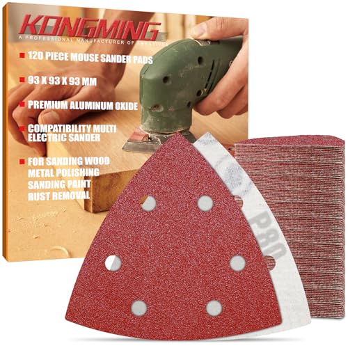 KONGMING Schleifpapier Dreieckschleifer klett 6 Loch 120 Stück Körnung 80 Schleifblätter fur Detailschleifer KONGMING Schleifpapier Dreieckschleifer klett 6 Loch 120 Stück Körnung 80 Schleifblätter fur Detailschleifer von KONGMING