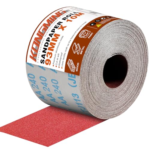 KONGMING Schleifpapier Rolle 93 mm x 10 m Körnung 240 für Handschleifer Handschleifblock von KONGMING