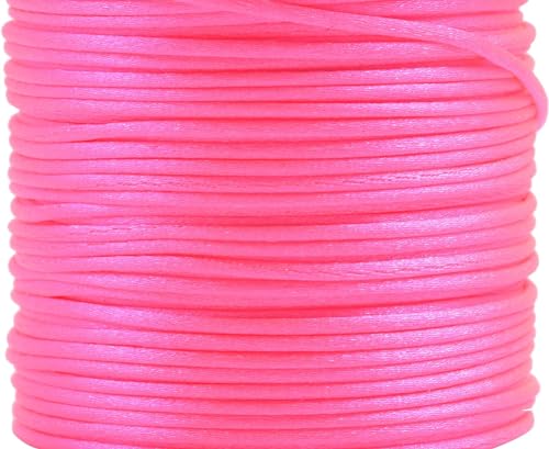 KONMAY 1.0mm Satinschnur/Flechtkordel Nylonschnur Friesen Faden Schnur für Schmuck Kunsthandwerk,73 Meters/Rolle, Neon Pink von KONMAY