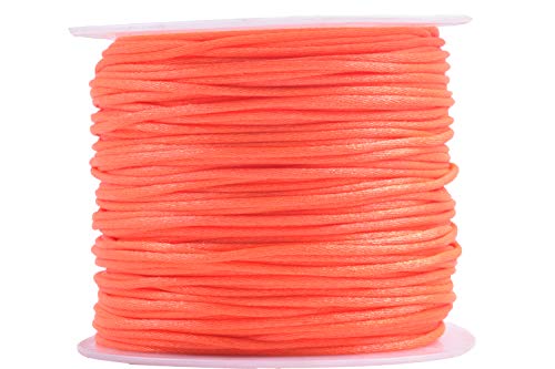 KONMAY 1.5mm Satinschnur/Flechtkordel Nylonschnur Friesen Faden Schnur für Schmuck Kunsthandwerk,91 Meters/Rolle,Neon Orange von KONMAY