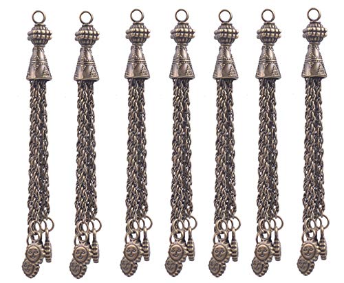 KONMAY 10 Stück antikes Messing, 8,0 cm, Metallketten, Quasten mit Gesichtstropfen für Ohrringe, Halsketten und Basteln von KONMAY