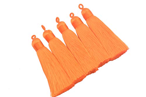 KONMAY 10pcs 8,5cm Handgemachte Seidige Quasten mit Aufhängeschlaufe,Orange von KONMAY