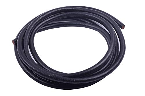 KONMAY 2,0 Meter 8,0 mm schwarze Echtlederschnur für Schmuckherstellung und Basteln von KONMAY