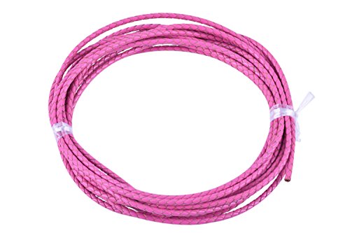 KONMAY 2 Yards 4.0mm Lederband Lederschnur Rund geflochten,Rosa von KONMAY